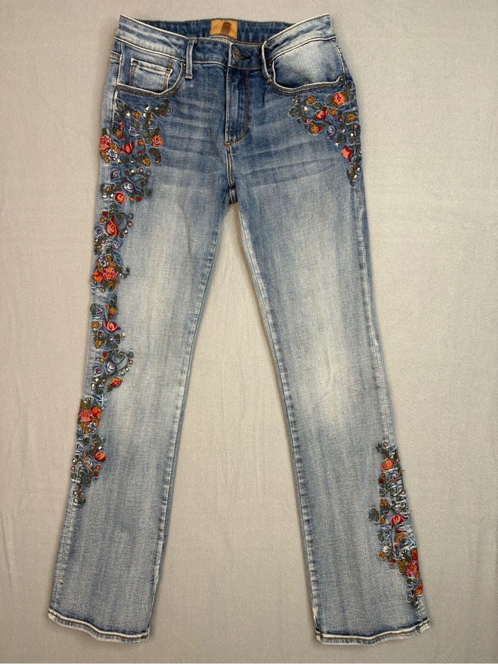 Driftwood Kelly Embroidered Floral Jeans Size 27 Boho Bootcut